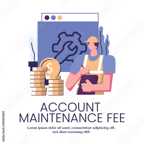 account maintenance fee flat style illustration vector design