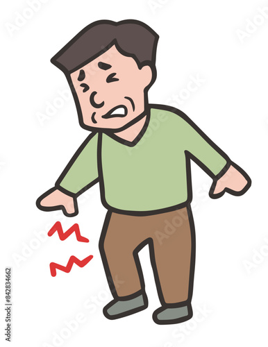 膝痛の中年男性のイラスト