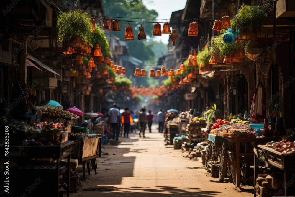 Purious street market with sellers and buyers., generative IA Purious street market with sellers and buyers., generative IA
