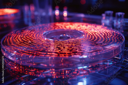Close-up of a fingerprint on a clear CD case, minimalist design, photo