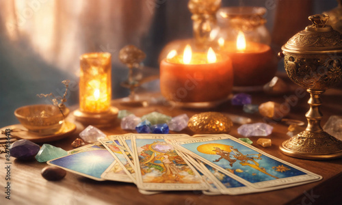 Cartomancy, Reiki, Spirituality, Background - AI generated