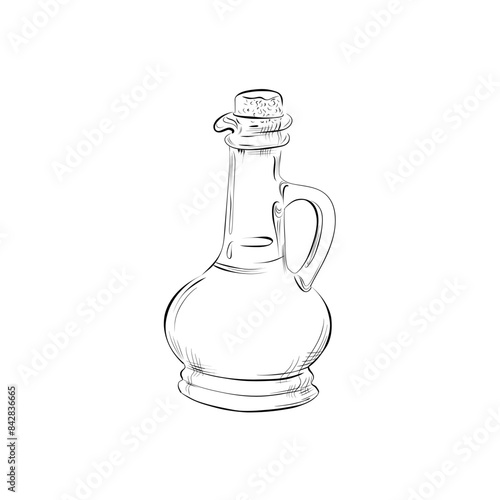 drawing lines. art line - bottle with oil, vinegar, sauce.