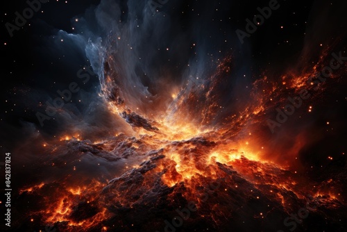 Black hole supermassive distorting the stellar light., generative IA © JONATAS