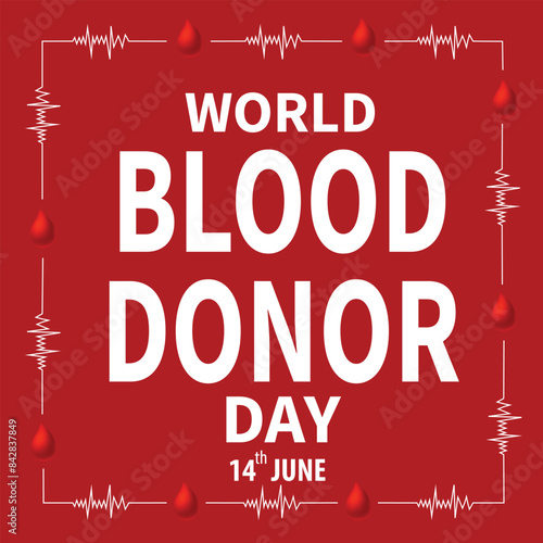 World Blood Donor Day outline heart and hand vector illustration. Blood donation awareness poster design. Hemophilia or blood cancer day concept. World Blood Donor Day vector background. Awareness