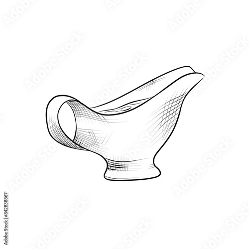 drawing lines. art line - gravy boat with sauce. Vector