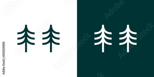 Pine tree logo vector line forest icon symbol simple minimalist