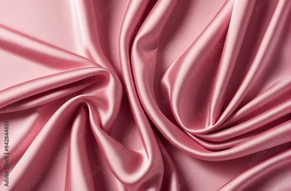 Obraz premium Background with empty pink silk flowing fabric background, luxurious fabric textile decoration for poster, banner or cover design, for luxury product display with copy space