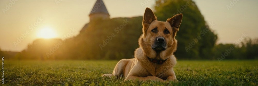 Naklejka premium Paws for Peace: Finding Calm and Serenity in Canine Company