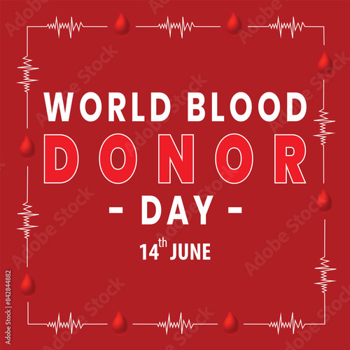 World Blood Donor Day outline heart and hand vector illustration. Blood donation awareness poster design. Hemophilia or blood cancer day concept. World Blood Donor Day vector background. Awareness