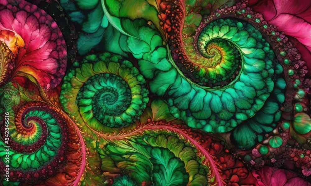 Abstract Green And Red Swirling Fractal Pattern Abstract Green And Red Swirling Fractal Pattern
