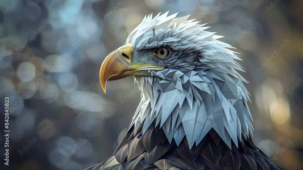 Fototapeta premium Modern American eagle, geometric shapes, independence day theme, digital art