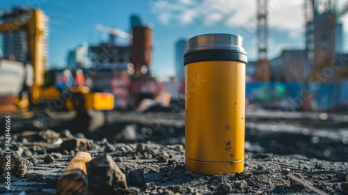 A thermos filled with hot coffee a musthave for construction workers to stay energized and alert during long days on the job.