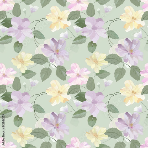 Wallpaper Mural Floral variety color, form natural, seamless fabric pattern. Torontodigital.ca