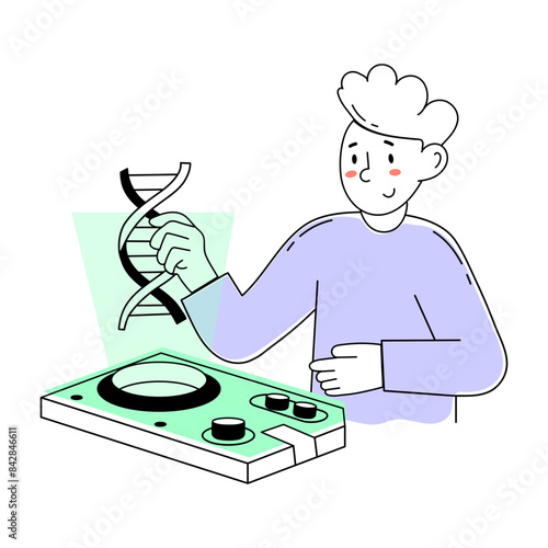 A handy doodle mini illustration of dna study 