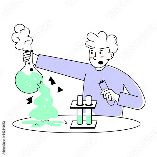 Trendy hand drawn mini illustration of lab mistake 