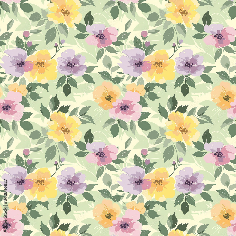 custom made wallpaper toronto digitalFloral variety color, form natural, seamless fabric pattern.