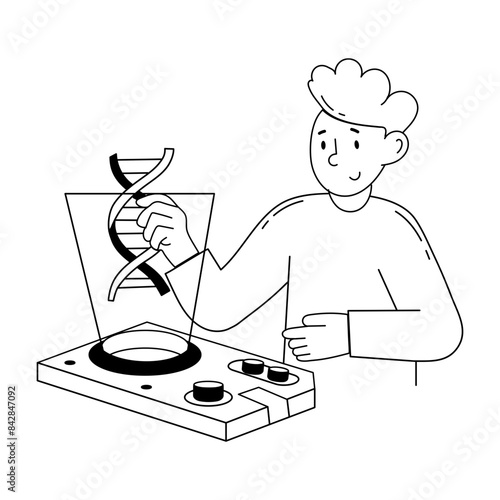 A handy doodle mini illustration of dna study 