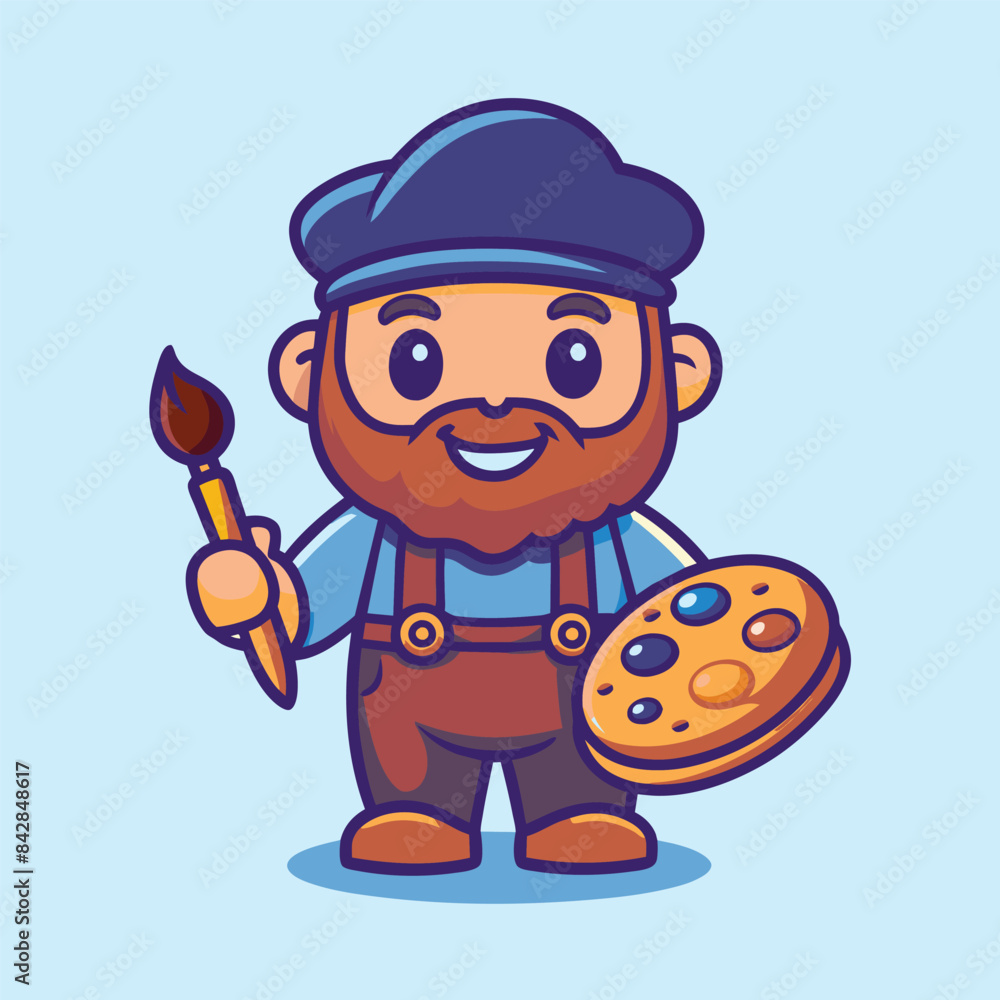 Male Artist Painter Cartoon vector Illustration. Male Artist Painter Cartoon vector Illustration.