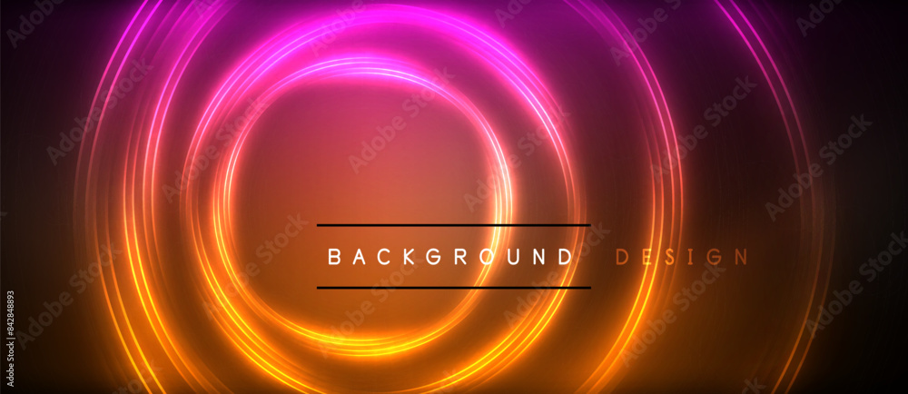 Neon glowing circle rays, light round lines in the dark, planet style neon wave lines. Energetic electric concept design for wallpaper, banner, background Neon glowing circle rays, light round lines in the dark, planet style neon wave lines. Energetic electric concept design for wallpaper, banner, background