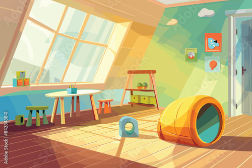 Kindergarten concept banner. Cartoon illustration of kindergarten vector concept banner for web design