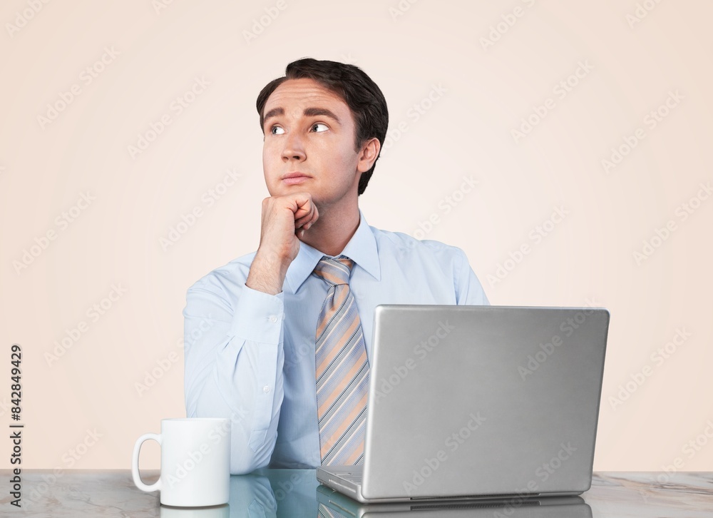 Nervous sad businessman deadline at work Nervous sad businessman deadline at work