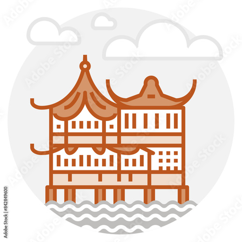 Shanghai – China: Old City (filled outline icon)
