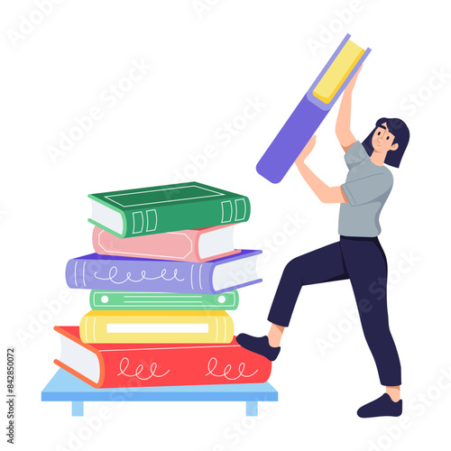 Grab this flat illustration of putting books 