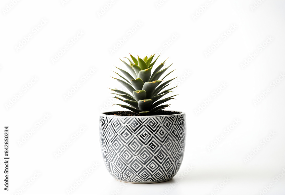 Cactus Planta suculenta de interior en maceta decorativa con diversos diseños sobre fondo blanco Cactus Planta suculenta de interior en maceta decorativa con diversos diseños sobre fondo blanco