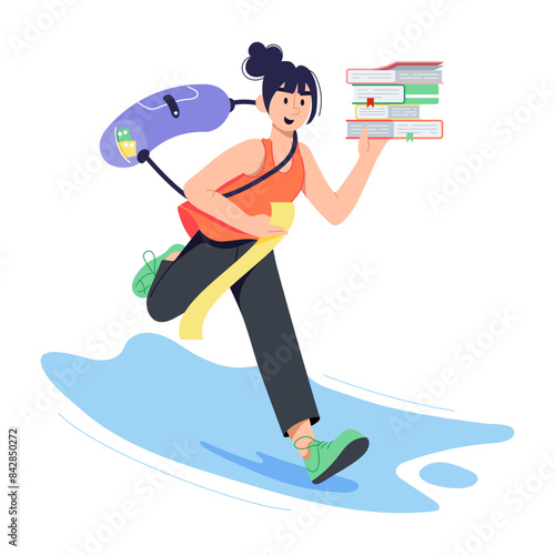 Trendy flat illustration depicting purchasing books 