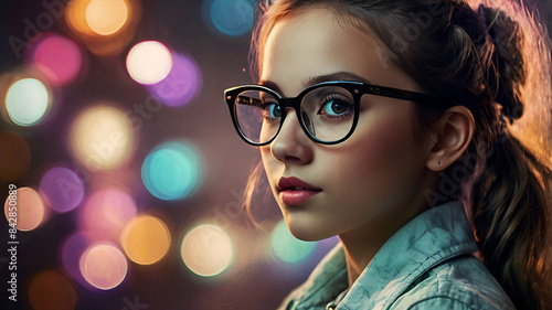 Electrifying Fashion Model with Glasses and Eye-Catching Colors