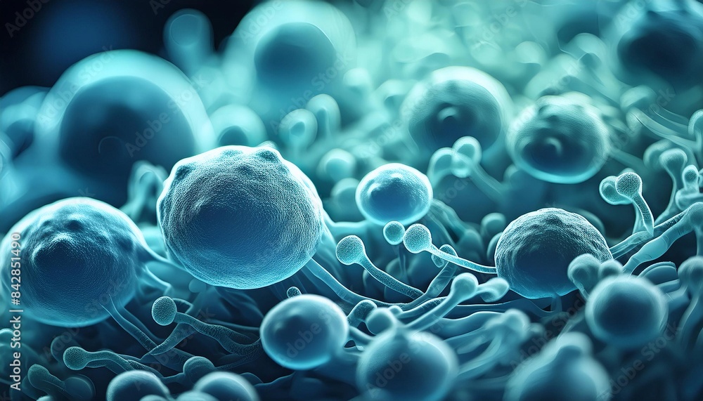 Microscopic Marvel: AI-Generated View of Blue Clostridium Tetani Bacteria Microscopic Marvel: AI-Generated View of Blue Clostridium Tetani Bacteria
