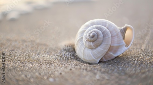 Fine Textures of Seashell on Sandy Shore Minimalist View