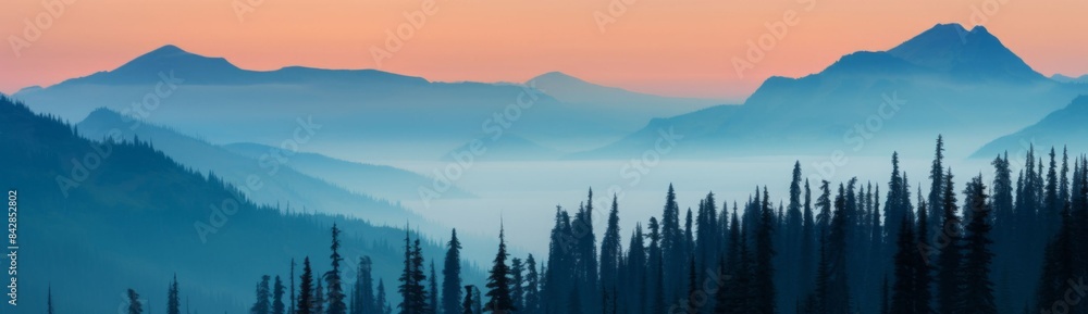 Obraz premium Blue hour after sunset over the Cascade mountains