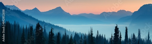 Blue hour after sunset over the Cascade mountains