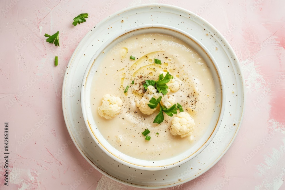 Creamy Cauliflower Soup With Fresh Parsley Garnish Creamy Cauliflower Soup With Fresh Parsley Garnish