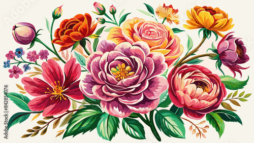 A set of flowers painted in watercolor vector