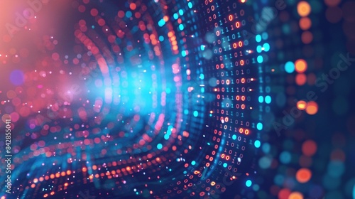 Wallpaper Mural Flowing Stream of Binary Code in a Digital Landscape: The Essence of Data Visualization and Technology -Generative AI Torontodigital.ca