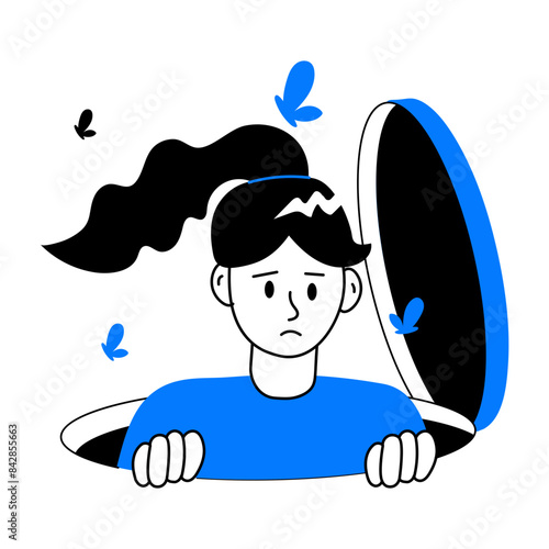 Trendy doodle mini illustration of solitude hole 
