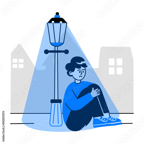 A customizable doodle mini illustration of solitary