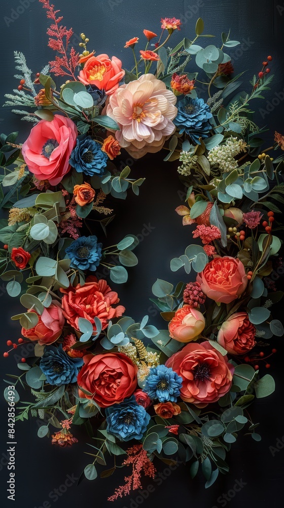 custom made wallpaper toronto digitalA floral wreath made up of different flowers and greenery.