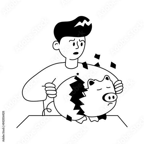 A hand drawn mini illustration of no money 