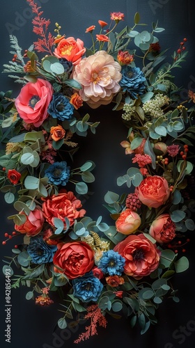 Wallpaper Mural A floral wreath made up of different flowers and greenery.  Torontodigital.ca