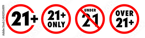 Under 21 forbidden round sign set