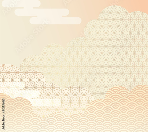 Template Decorated With Japanese Abstract Vintage Patterns background