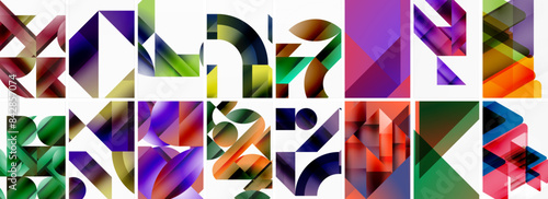 Triangles and circles abstract shapes templates set