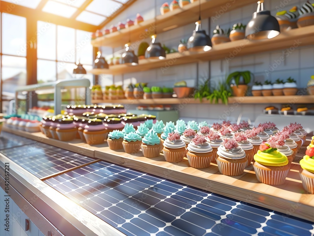 custom made wallpaper toronto digitalColorful Cupcakes Displayed in Sunlit Bakery