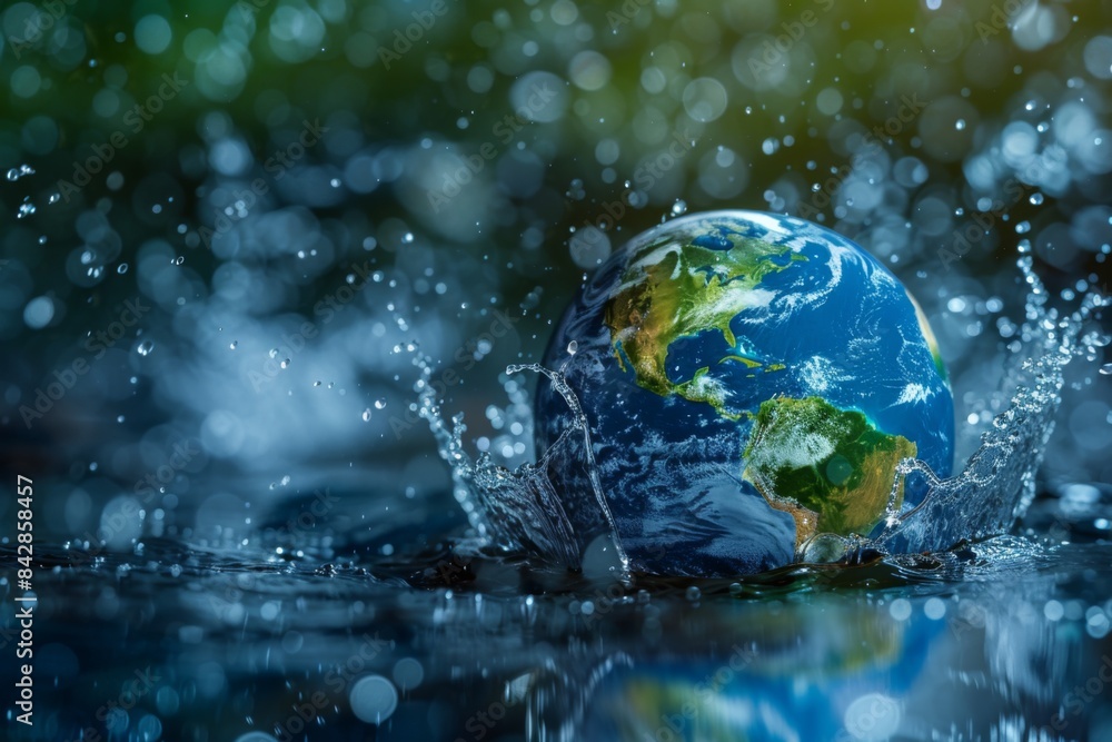 Saving water and world environmental protection concept. Eearth, globe, ecology, nature, planet concepts Saving water and world environmental protection concept. Eearth, globe, ecology, nature, planet concepts