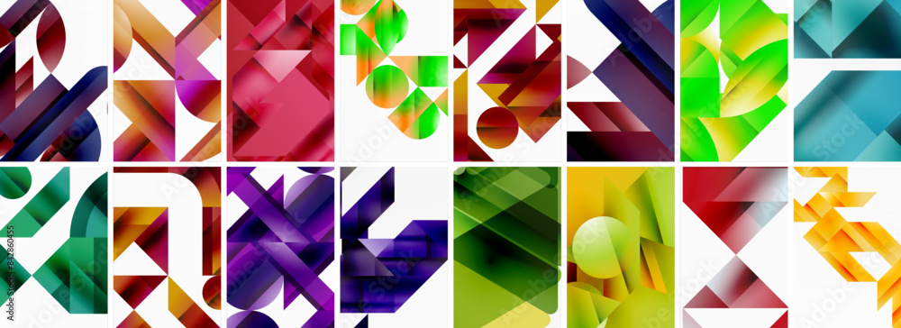 Triangles and circles abstract shapes templates set Triangles and circles abstract shapes templates set