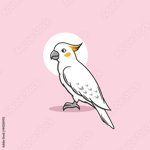 Cockatoo parrot clipart. Flat vector illustration.