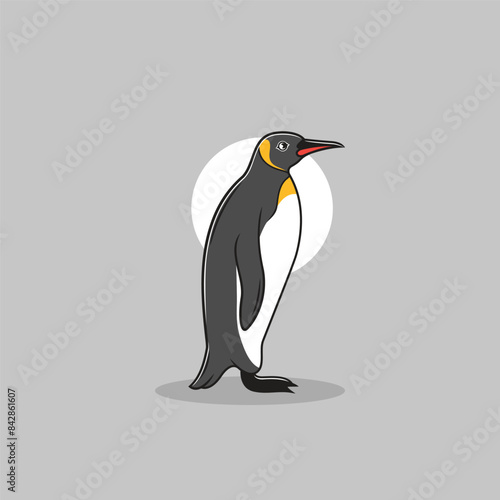 Penguin clipart. Flat vector illustration.